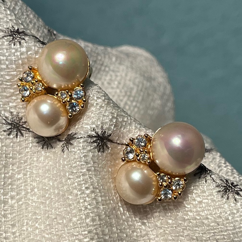 Vintage Christian Dior Faux Pearl Earrings signed